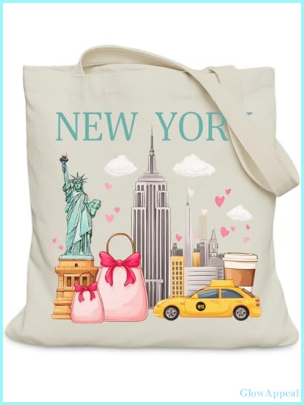 Canvas Tote Bag with Inner Pocket for Women, Gifts, Medium